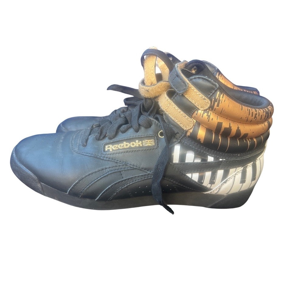 Reebok Freestyle High Top Alicia Keys Deadstock Black Gold Piano Keys Women's 7 - Picture 3 of 12